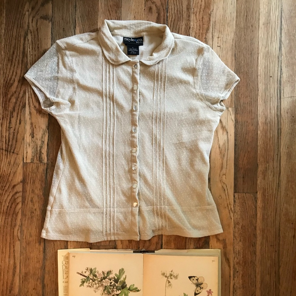 Vintage Cream Classic Peter pan collar Blouse